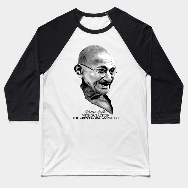 Mahatma Gandhi Baseball T-Shirt by KewaleeTee